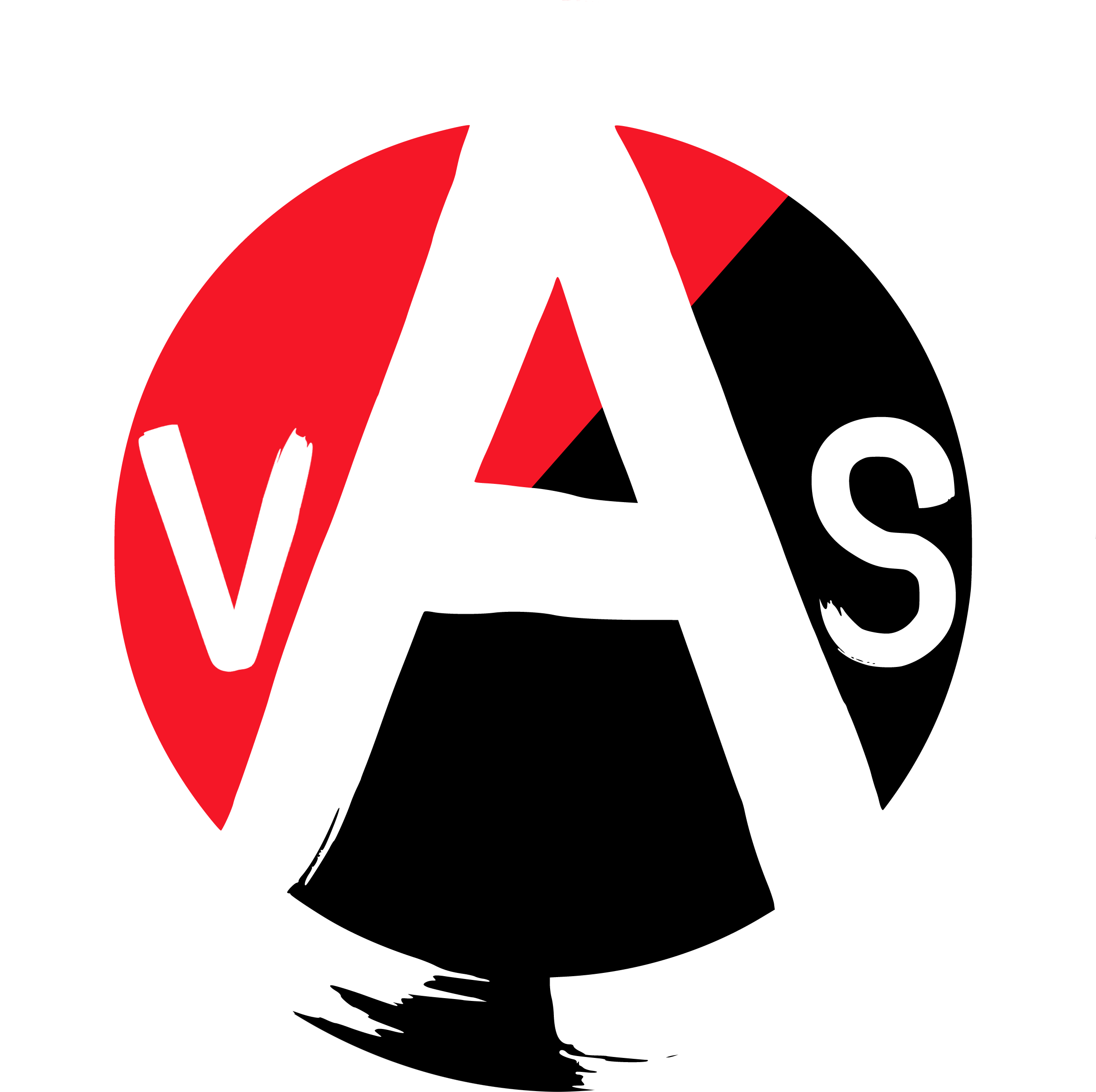 Vilniaus Anarchistų Sąjungos logotipas. Jis yra sudarytas iš baltos didžiosios A raidės apvestos baltu apskritimu. Apskritimo apačioje matosi mažas tarpas, kuris jam suteikia dažų šepetėliu apvesto apskritimo įvaizdį. Viduje apskritimo, dešinėje A raidės pusėje matosi balta didžioji V raidė, kairėje pusėje, balta didžioji S. Už raidžių matosi įstriža linija atskirtos dvi spalvos, kairiame viršutiniame kampe raudona, dešiniame apatiniame - juoda.